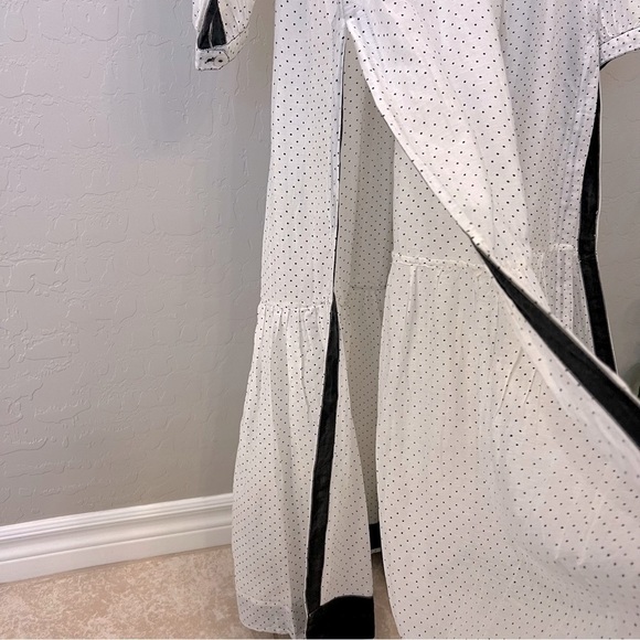 KILOL Midi tiered tunic dress, polka dot print, sheer,deep side slits,buttons XS - Picture 7 of 13